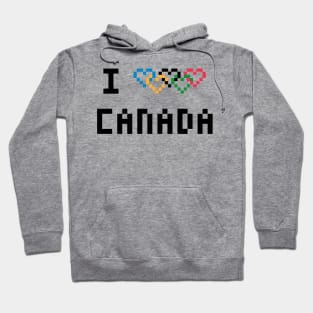 Pixel I Heart Canada with Heart Shaped Olympic Rings Hoodie